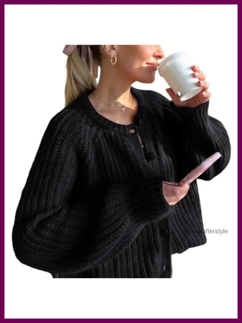 Women's Chunky Cardigan Sweater Button Down Long Sleeve Knit Open Front